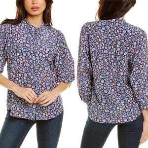 J.McLaughlin Floral Print Sherry Silk Blend Blouse Size XS